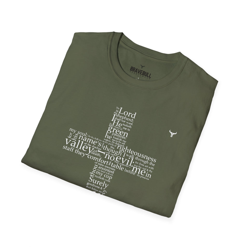 Psalm 23 Cross T-Shirt — "The Lord Is My Shepherd" Christian Tee
