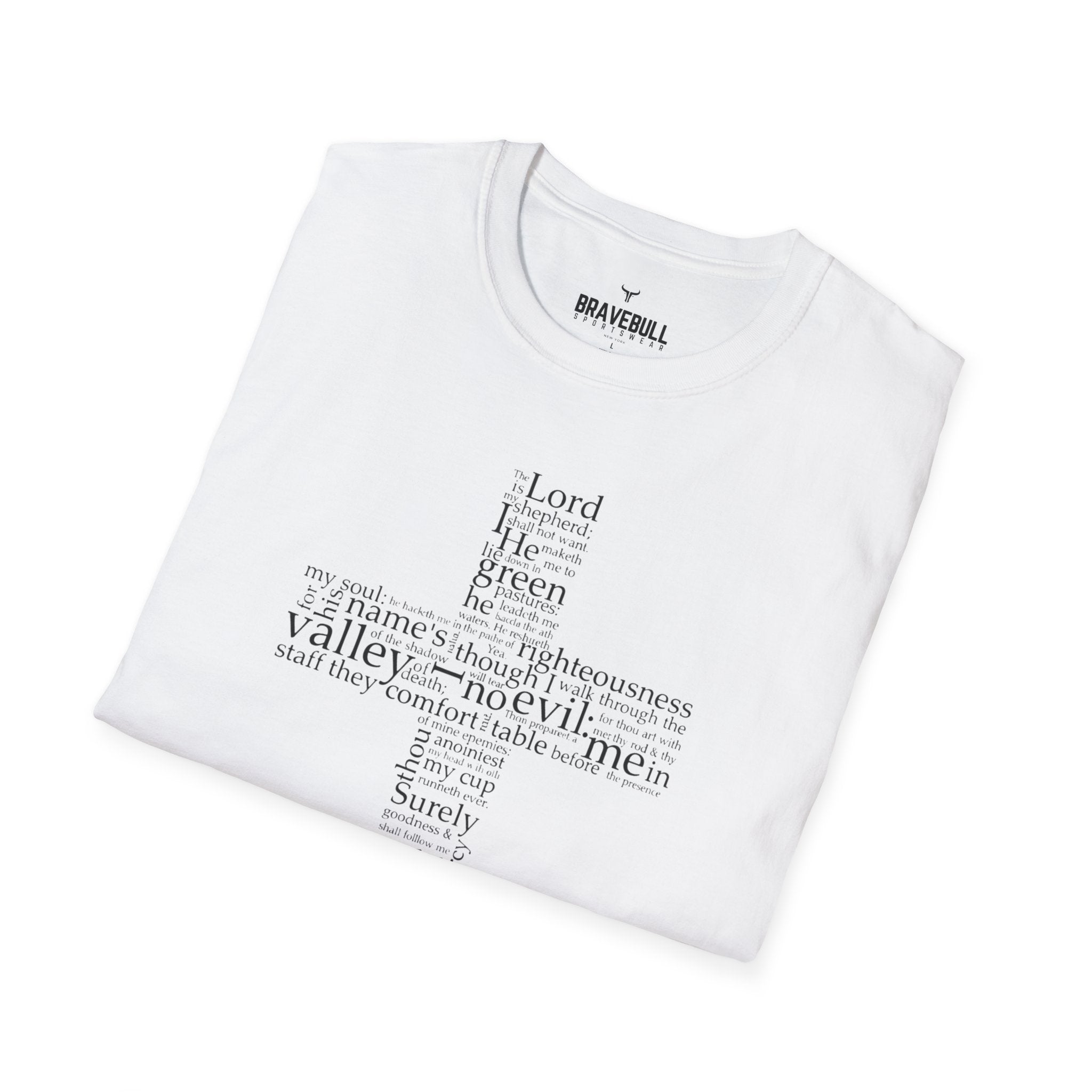 Psalm 23 Cross T-Shirt — "The Lord Is My Shepherd" Christian Tee
