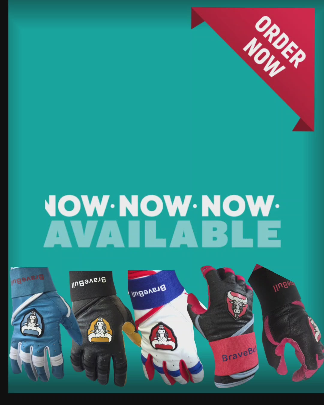 BraveBull Long Cuff Batting Gloves